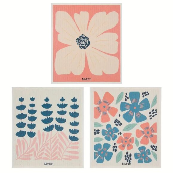 NEW Set of 6 Swedish Dishcloths - Floral Kitchen Towel Sponge Cloth, Reusable - Picture 3 of 8